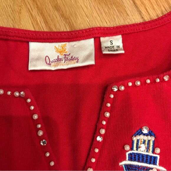 Quaker factory beaded embroidered lighthouse nautical top size small - Picture 6 of 7